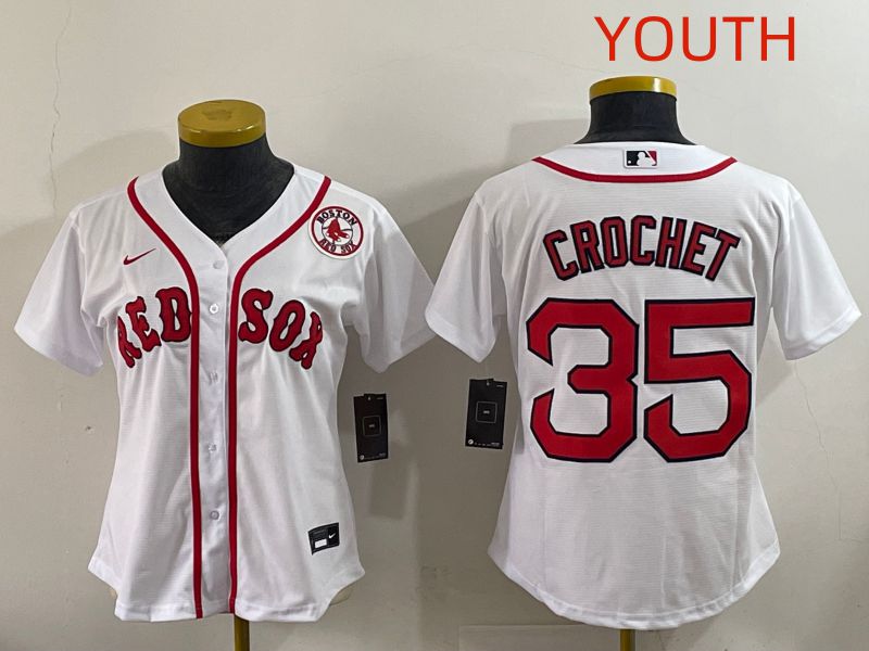 Youth 2025 Boston Red Sox #35 Crochet White Game Nike MLB Jersey style 7->youth mlb jersey->Youth Jersey